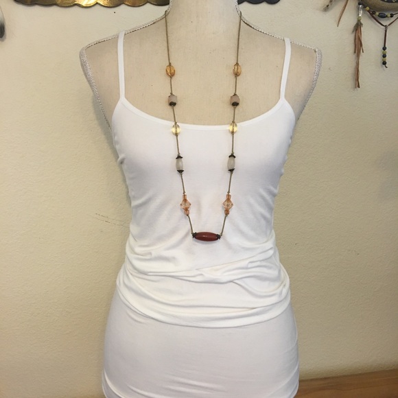 Vintage glass bead fabric cord long necklace - Picture 4 of 7